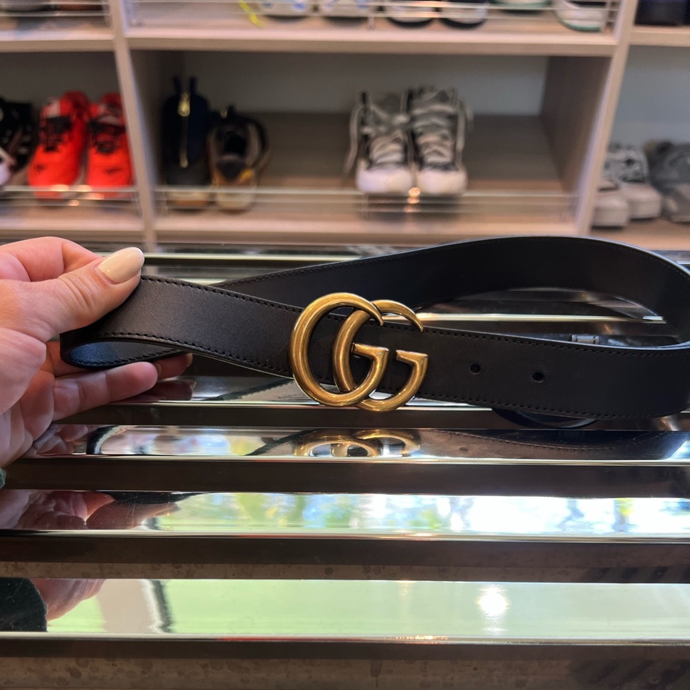 Gucci Marmont Leather belt with double G Buckle